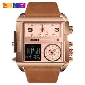 Men's Wristwatch LED Electronic Watch Square Dig Three-Display Quartz Belt Watch - Picture 1 of 11