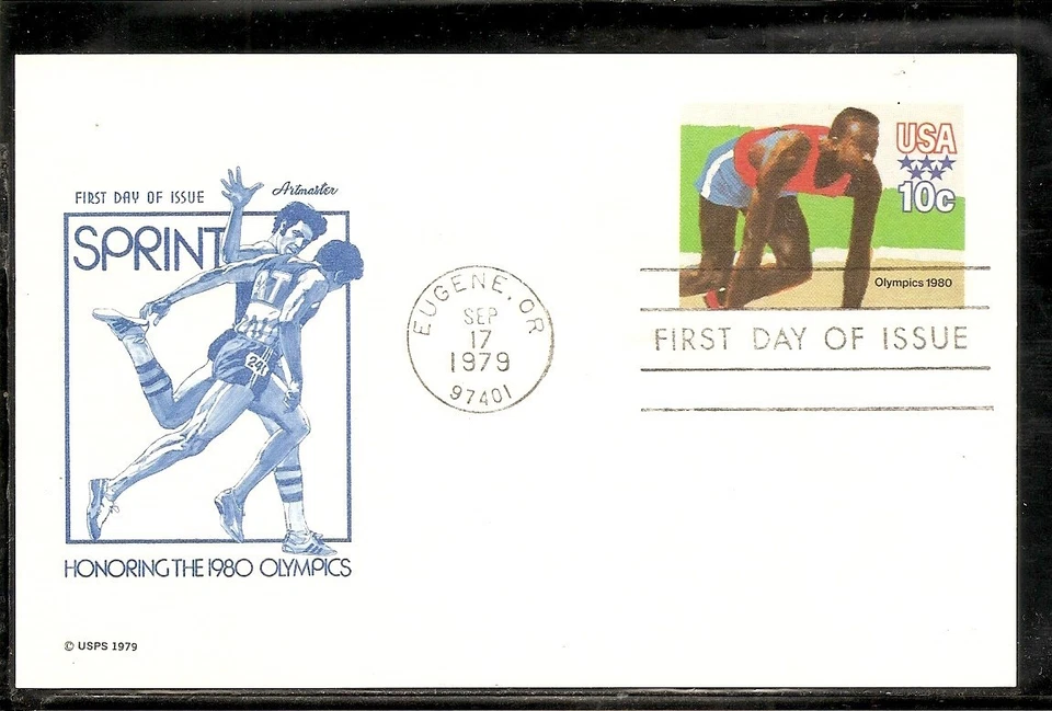 US SC # UX80 Sprinter .Postal Card FDC. Artmaster  Cachet - Image 1 of 1