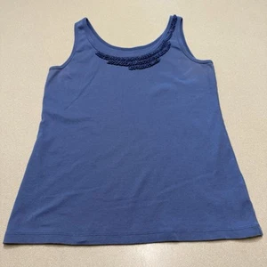 Talbots Tank Top Shirt Womens Med Blue Stretch Detail On Top - Picture 1 of 7