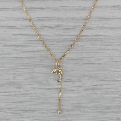 Collar de cadena con colgante de delfín Singapur de oro amarillo de 10 k de 17" Foto 1 de 4