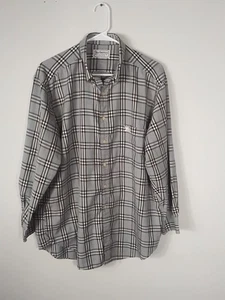 Burberrys Of London 41 grande con botones 100 % algodón gris manga larga a cuadros para hombre  - Imagen 1 de 7