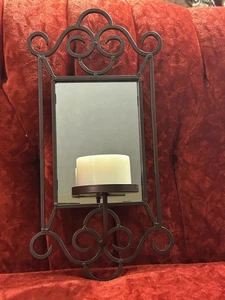 San Miguel Vista Wall Sconce Rustic Finish Iron With Mirror And Candle - Picture 1 of 16