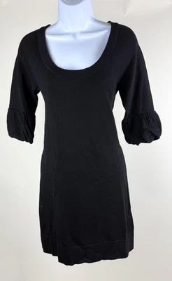 Vestido Theory Bergdorf Goodman Negro Cuello Redondo Manga Codo Lana Akala Talla S Foto 1 de 4