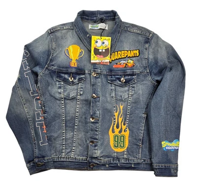 Nickelodeon Spongebob Squarepants Denim Jacket Men Size Small blue NWT $108 - Image 1 of 4