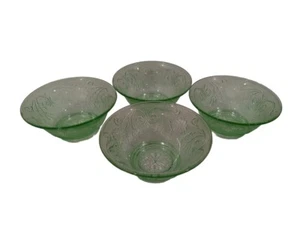 Tiara Indiana Glass 4 Chantilly Green Sandwich 5 1/2" Salad Bowls - Picture 1 of 6