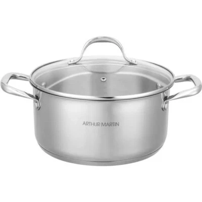 Marmite Inox Faitout 28cm Avec Couvercle En Verre Arthur Martin AM2513 Induction