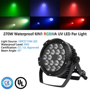 270W Waterproof RGBWA UV LED Par Light IP65 DMX Stage DJ Wash Par Can Lighting - Picture 1 of 12