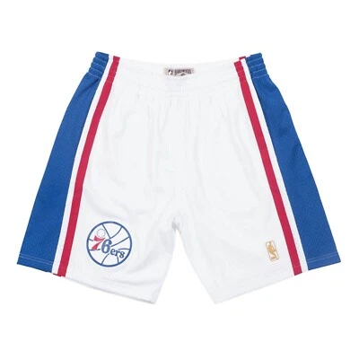 Mitchell & Ness NBA Swingman Home Shorts Philadelphia 76ERS 96-97 White *NEW* - Image 1 of 4