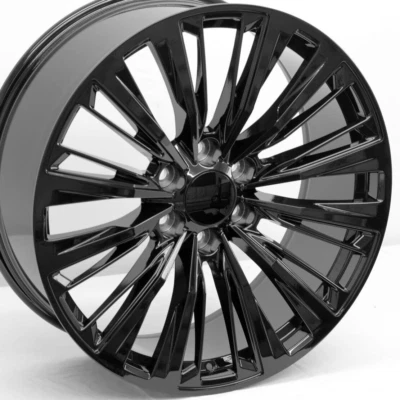 22" Gloss Black Escalade CA9 Replica Wheels 22x9 6X139.7 +28mm GMC Sierra Yukon - Image 1 of 4