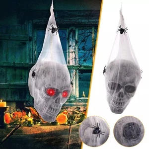 Spider Cotton Skeleton Voice Activated Decorations Skeleton Head Prop - Picture 1 of 9