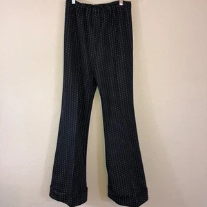 Pantalones acampanados de mujer vintage años 60 70 cintura elástica alta con puños negro campana inferior - Imagen 1 de 6