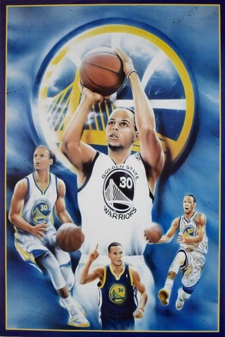 Stephen Curry Illustrated Collage Golden State Warriors Poster 24 x36 Cover