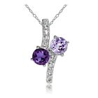 Sterling Silver African Amethyst, Amethyst And White Topaz Friendship Necklace