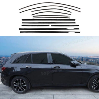 Para Mercedes-Benz GLC 2020-2023 Negro Acero Inoxidable Moldura de ventana Foto 1 de 4
