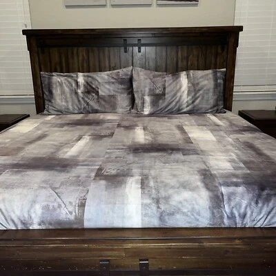 Callisto Home Gray Velvet Queen Duvet Cover Set With Shams NWT Retail $1,200 - Image 1 of 4
