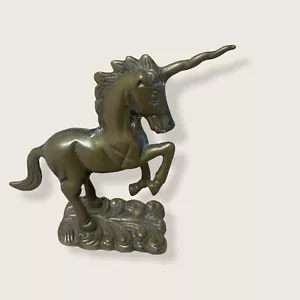 Messing Einhorn mythische Figur stehend auf Hinterbeinen 4,5" Vintage 60er 70er MCM - Bild 1 von 3