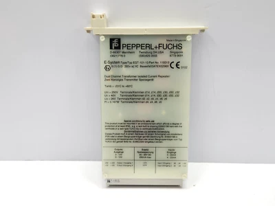PEPPERL+FUCHS EGT-101-13 DUAL CHANNEL TRANSFORMER ISOLATED CURRENT REPEATER - Image 1 of 4