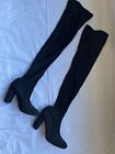 Zara Black Knee High Glitter Sock Boots Size 40