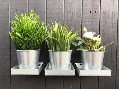 3 Pack Wall Mounted Potted Plant Pot Shelf Shelves - Metal Indoor / Outdoor - Image 1 of 3