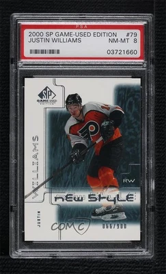2000-01 SP Game Used Edition New Style /900 Justin Williams #79 PSA 8 Rookie RC - Image 1 of 2
