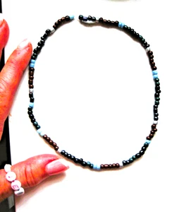 Unisex /Earthy # 4mm Seed bead choker / 16 cm Stretchy - Picture 1 of 5