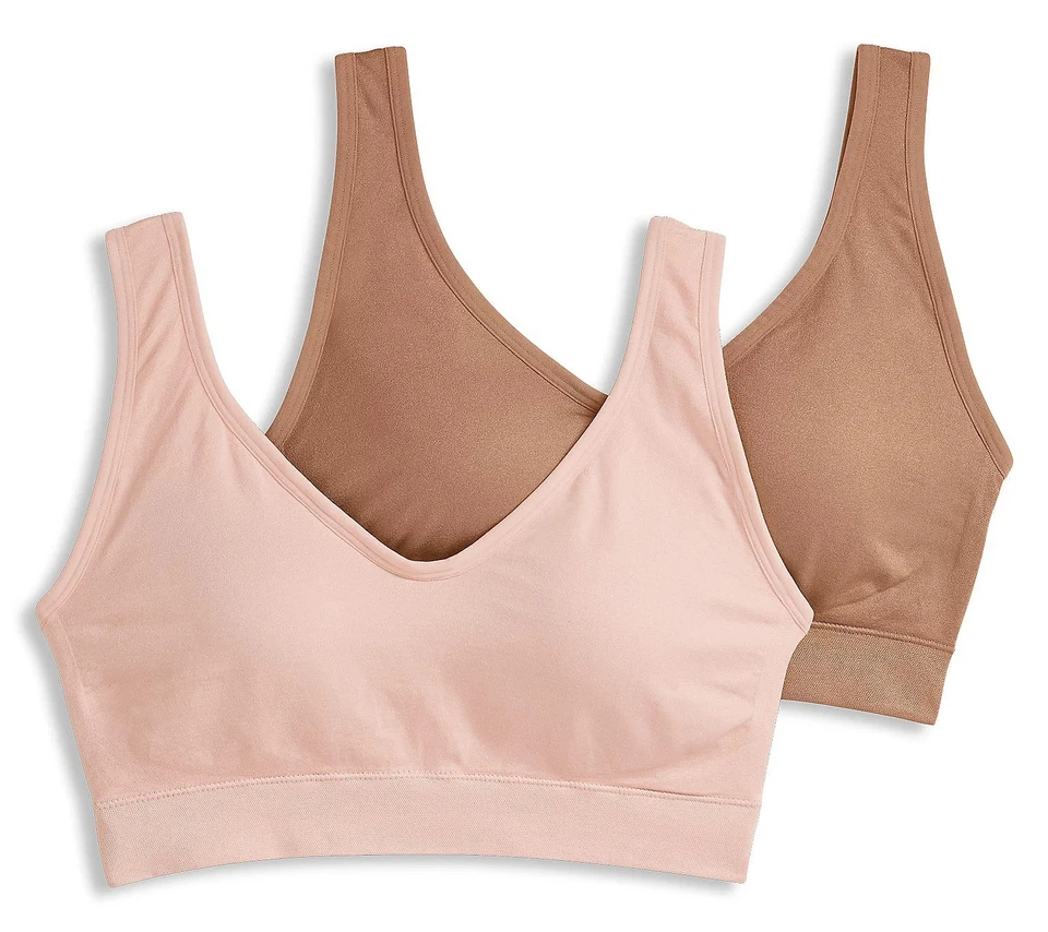 Juego de 2 sujetadores alisadores traseros sin costuras Jockey Almnd/CoralMist M Nuevo Foto 1 de 1