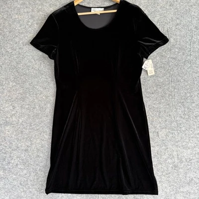 De colección. Vestido de terciopelo para mujer 14 negro manga corta cuello redondo hecho en EE. UU. gótico brujo Foto 1 de 4