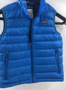 Patagonia Boys Blue Sleeveless Zipped Pockets Full-Zip Puffer Vest Size Small 8 - Picture 1 of 7