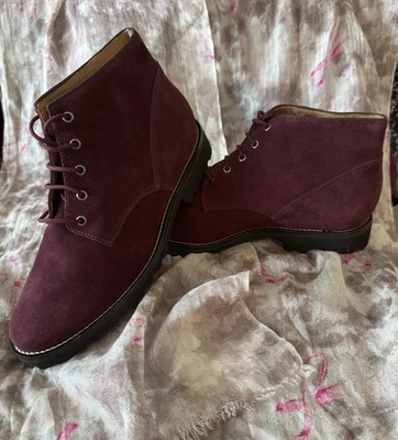 Botines de cuero morado para mujer talla 8 Foto 1 de 4