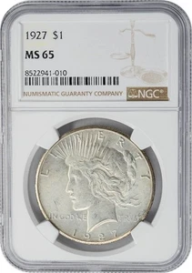 Dólar de plata Peace 1927 $ MS65 NGC 950448-4 - Imagen 1 de 5