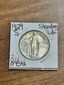 Moneda 1929 S Standing Liberty cuarto gema sólida BU sin circular MS+++ (Raw16505) - Imagen 1 de 2