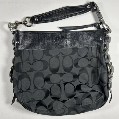 Bolso de Hombro Hobo Negro Grande COACH Signature Logo Cartera F12674 Foto 1 de 4