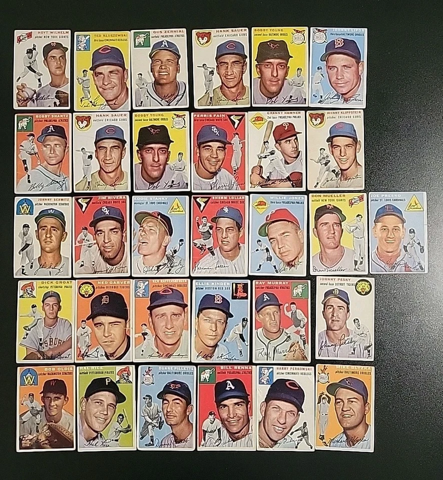 Lote de tarjetas de béisbol 1954 Topps - 31 diferentes - con Ted Kluszewski y Hoyt Wilhelm Foto 1 de 4