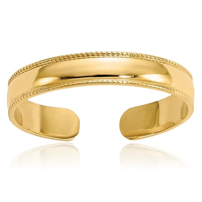 Anillo de dedo ajustable Milgrain de oro amarillo macizo de 14K Foto 1 de 4