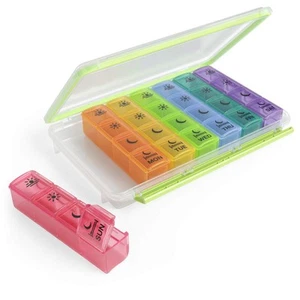 Weekly (7-Day) Pill Case, Medicine Planner, Vitamin Organizer Box, Convenient... - Picture 1 of 7