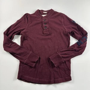 Vintage 90s Abercrombie & Fitch Henley Muscle Mens Medium Long Sleeve Sweatshirt - Picture 1 of 7
