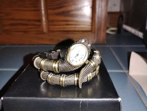 Kenneth Jay Lane Quartz Watch Women Bronze Japan Movt Snake - Picture 1 of 9