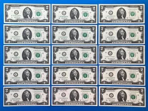 (Lot 15) TRAILING Triple 0 's $2 Two Dollar Bill Fancy Serial Number #1 *UNC* - Picture 1 of 2