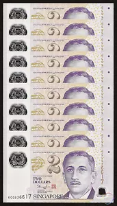 Singapur 2 dólares X 10 piezas con 2 estrellas huecas 2017 polímero P-46 sin circular - Imagen 1 de 2