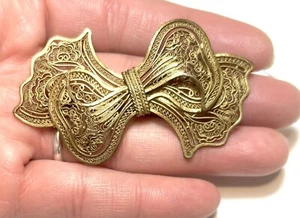 VTG Antique GEORGIAN Cannetille BOW BROOCH Filigree Wire Work Circa 1820 - Picture 1 of 5