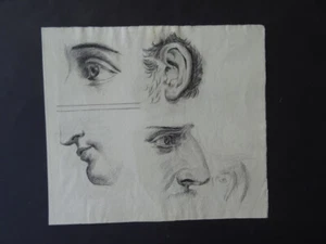 FRENCH NEOCLASSICAL SCHOOL CA. 1810 - STUDIES EYES-EAR-EYES - FINE CHARCOAL - Picture 1 of 13