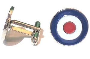 Target Roundel RAF Air Force Military Metal Aircraft Cufflinks MODS Scooterists - Picture 1 of 1
