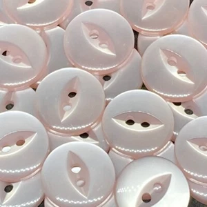 Polyester Fish Eye Buttons Baby Pink Pack of 10 - Picture 1 of 1