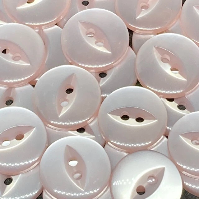 Polyester Fish Eye Buttons Baby Pink Pack of 10 - Image 1 of 1