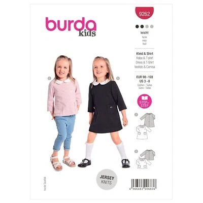 BURDA KIDS 9262 CHILDREN'S DRESS & TOP Sewing Pattern Ages 3-8 Skill: EASY - Image 1 of 4