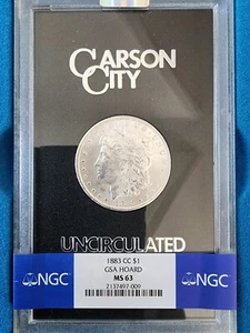 1883 CC Morgan Silver Dollar MS63 GSA Hoard + Box and COA - Picture 1 of 2