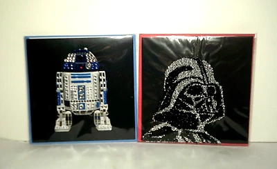 Papyrus STAR WARS 3D Birthday Card Lot of 2 Jeweled R2D2 Beaded Darth Vader - Image 1 of 4