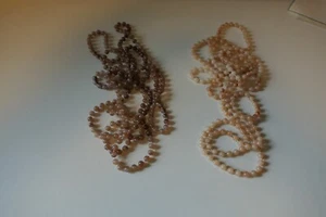 2x Vintage Perlenkette Wickelkette braune Kunststoffperlen je ca. 180cm - Bild 1 von 1