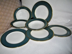 Flintridge EE. UU. California Sylvan verde azulado 4 platos de pan de China y 3 cuencos del desierto - Imagen 1 de 5