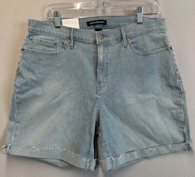 CALVIN KLEIN JEANS Mujer Puño Redondo Denim Corto Ferrocarril Rayas Talla 12 Foto 1 de 4